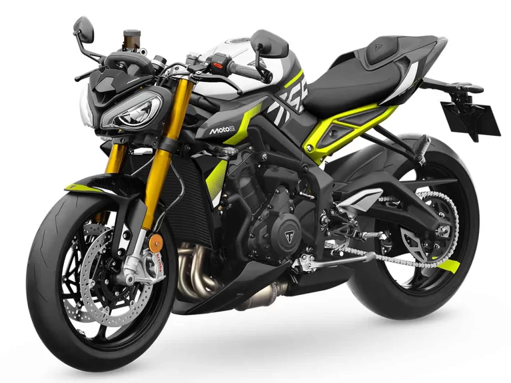Street Triple 765 RX com escapamento e mesa usinada especiais